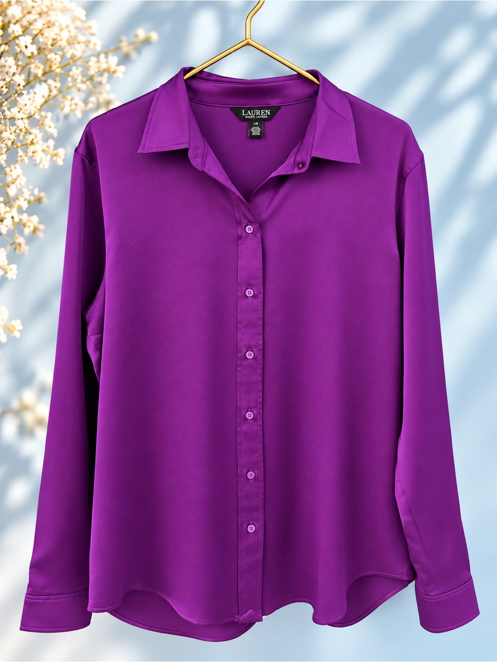 Ralph Lauren Vibrant Purple Button-Front Blouse